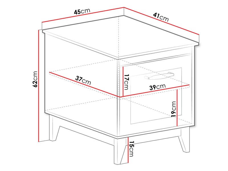 Zeylor Sengebord 45 cm - Møbler - Borde - Aflastningsbord - Sengebord
