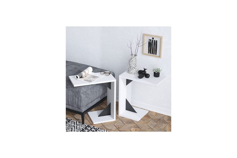 Zoey Sidebord 40 cm - Sort/Hvid - Møbler - Borde - Aflastningsbord - Lampebord