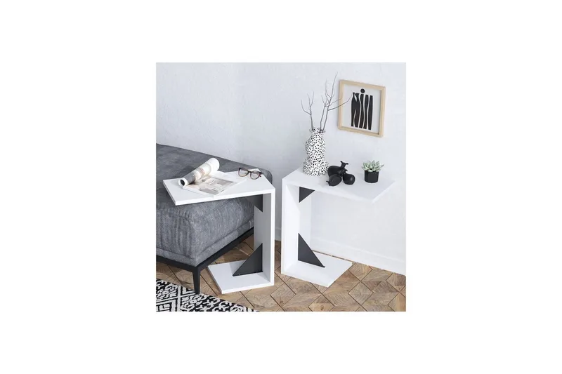 Zoey Sidebord 40 cm - Sort/Hvid - Møbler - Borde - Aflastningsbord - Lampebord