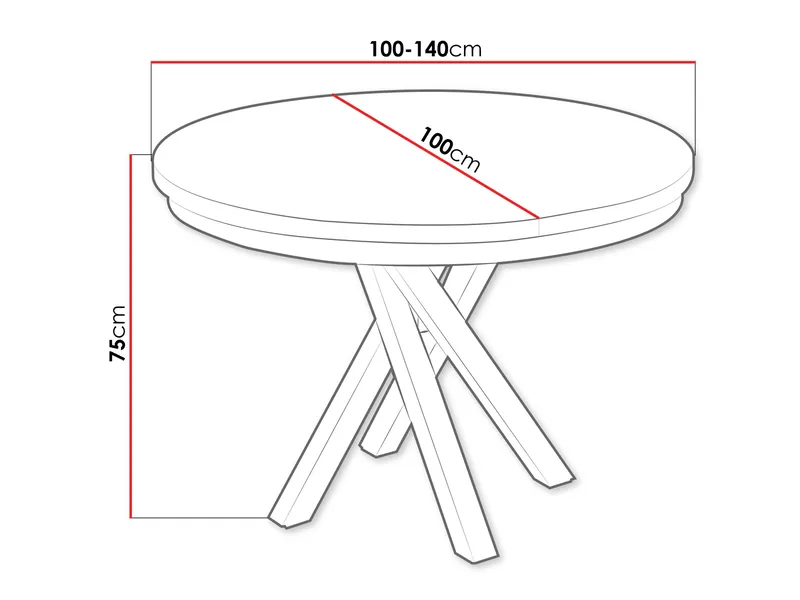 Aggarwal Rundt Spisebord 100 cm med Mørkt Træ- og Metaludseende - Sort - Møbler - Borde - Spisebord og køkkenbord