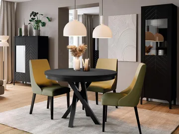 Aggarwal Rundt Spisebord 100 cm med Mørkt Træ- og Metaludseende - Sort - Møbler - Borde - Spisebord og køkkenbord