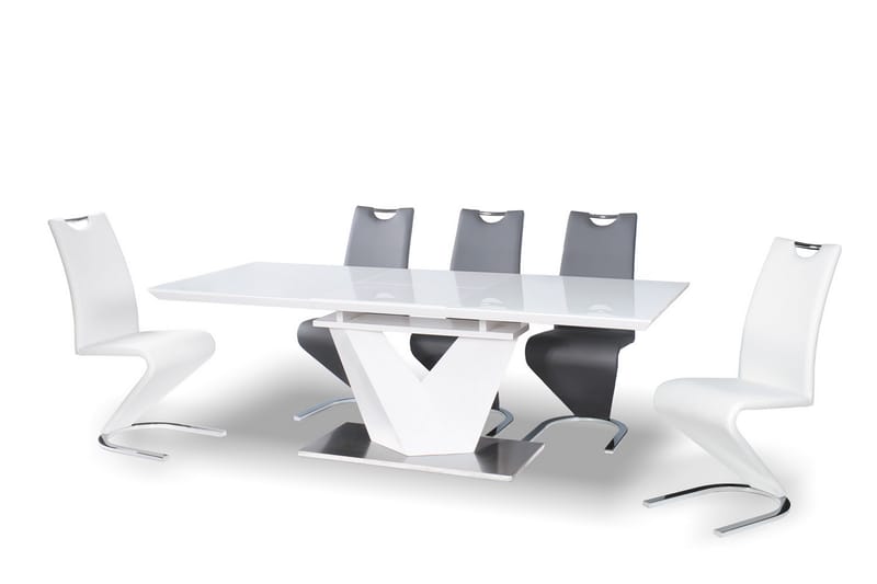 Alaras Spisebord 160 cm - Glas/Hvid - Spisebord og køkkenbord