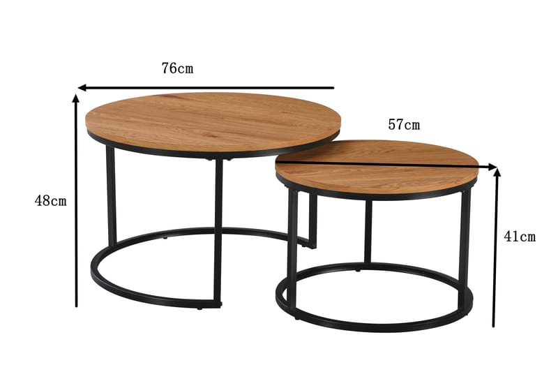 Alex indskudsborde 76 cm runde - Eg/Sort - Møbler - Borde - Sofabord