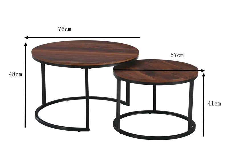 Alex indskudsborde 76 cm runde - Valnød/Sort - Møbler - Borde - Sofabord