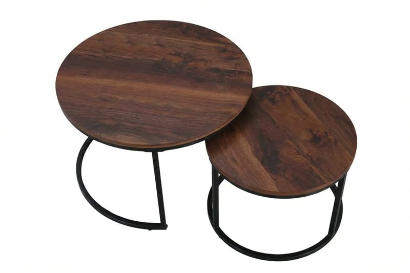 Alex indskudsborde 76 cm runde - Valnød/Sort - Møbler - Borde - Sofabord