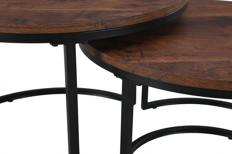 Alex indskudsborde 76 cm runde - Valnød/Sort - Møbler - Borde - Sofabord