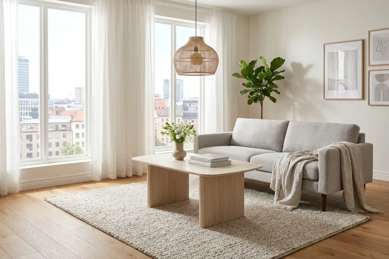 Alma rektangulært sofabord 120 cm i træ - Hvidbejdset eg - Møbler - Borde - Sofabord