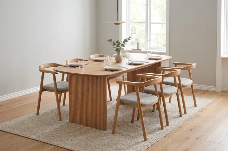 Alma rektangulært spisebord 180x90 cm finér - Eg - Møbler - Borde - Spisebord og køkkenbord