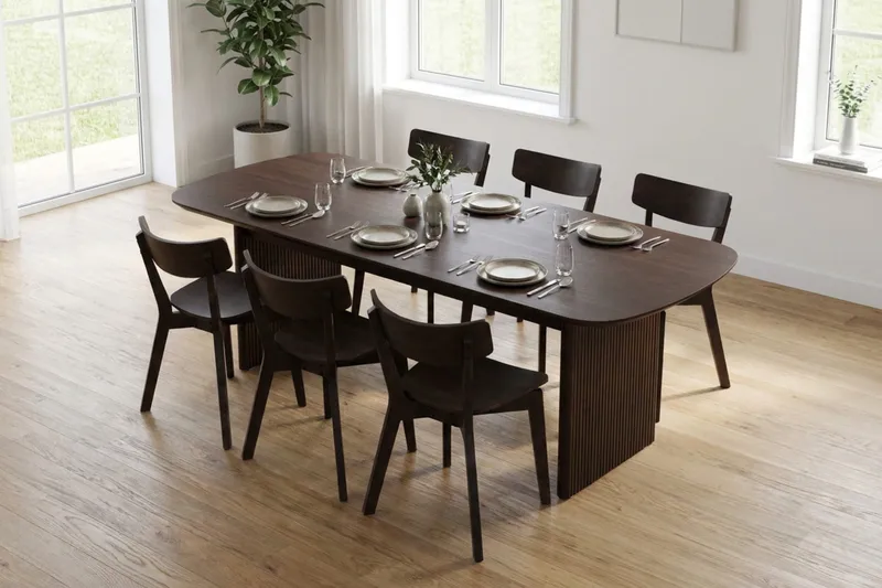 Alma rektangulært spisebord 220x100 cm finér - Røget eg - Møbler - Borde - Spisebord og køkkenbord
