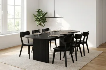 Alma rektangulært spisebord 220x100 cm finér - Sort - Møbler - Borde - Spisebord og køkkenbord