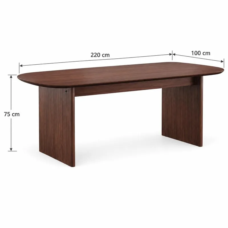 Alma rektangulært spisebord 220x100 cm finér - Valnød - Møbler - Borde - Spisebord og køkkenbord