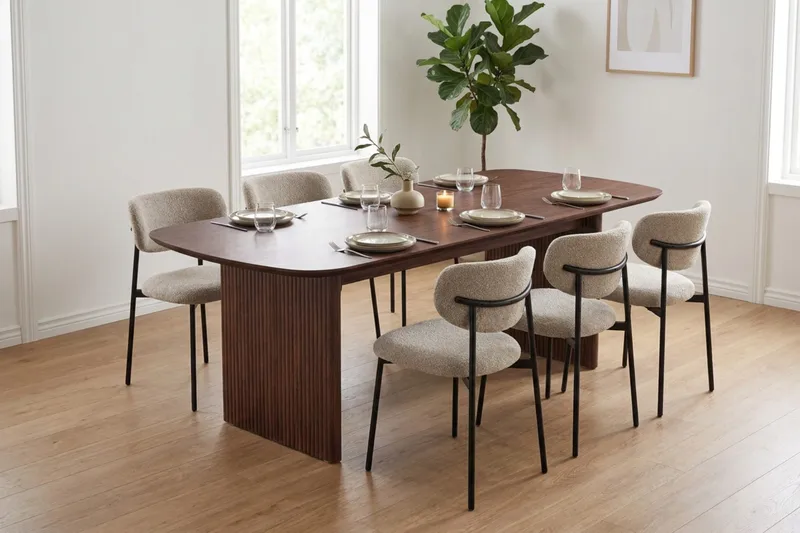 Alma rektangulært spisebord 220x100 cm finér - Valnød - Møbler - Borde - Spisebord og køkkenbord