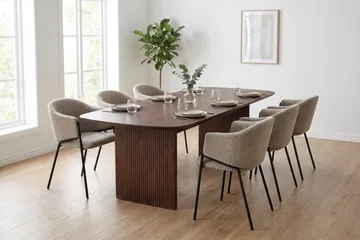Alma spisebordssæt, rektangulært 220 cm, valnød med 6 Filip spisebordsstole - Valnød - Møbler - Borde - Spisebordssæt
