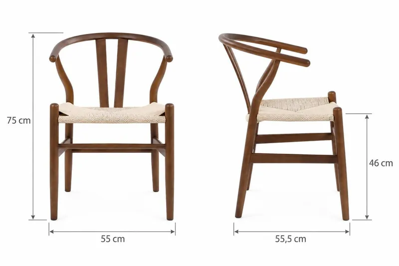 Alma spisebordssæt med rektangulært bord på 220 cm i valnød og 6 Dastoori-spisebordsstole - Valnød - Møbler - Borde - Spisebordssæt