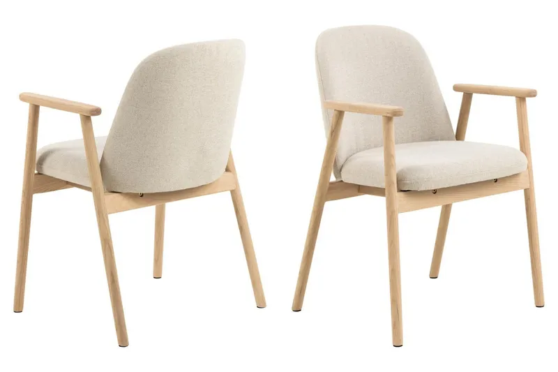 Alma spisebordssæt rektangulært 220 cm hvidlaseret med 6 Reciclar-spisestole - Hvidlaseret eg - Møbler - Borde - Spisebordssæt