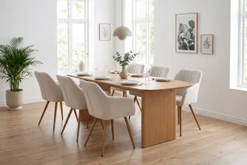 Alma spisegruppe rektangulær 180 cm eg med 6 Filippa-spisestole - Eg - Møbler - Borde - Spisebordssæt