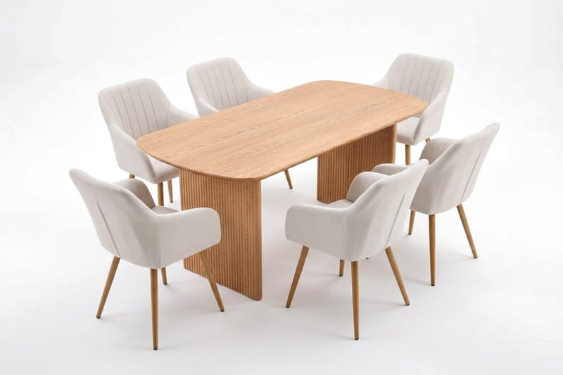 Alma spisegruppe rektangulær 180 cm eg med 6 Filippa-spisestole - Eg - Møbler - Borde - Spisebordssæt