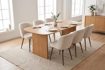 Alma spisegruppe rektangulær 180 cm eg med 6 Greya spisebordsstole - Eg - Møbler - Borde - Spisebordssæt