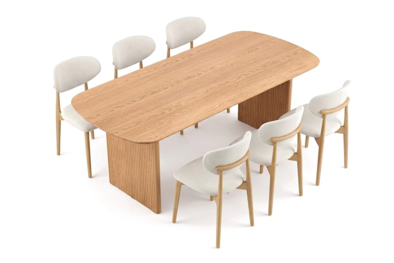 Alma spisegruppe rektangulær 180 cm eg med 6 Molly-spisestole - Eg - Møbler - Borde - Spisebordssæt