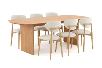 Alma spisegruppe rektangulær 180 cm eg med 6 Molly-spisestole - Eg - Møbler - Borde - Spisebordssæt