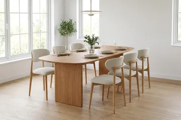 Alma spisegruppe rektangulær 180 cm eg med 6 Molly-spisestole - Eg - Møbler - Borde - Spisebordssæt