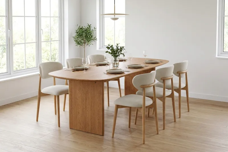 Alma spisegruppe rektangulær 180 cm eg med 6 Molly-spisestole - Eg - Møbler - Borde - Spisebordssæt