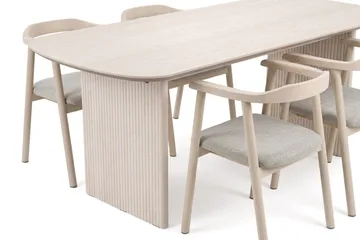 Alma spisegruppe rektangulær 180 cm hvidlaseret med 6 Jolie spisebordsstole - Hvidbejdset eg - Møbler - Borde - Spisebordssæt