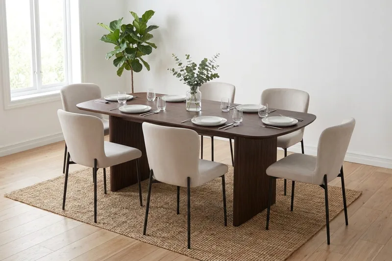 Alma spisegruppe rektangulær 180 cm røget eg med 6 Elsie spisebordsstole - Røget eg - Møbler - Borde - Spisebordssæt