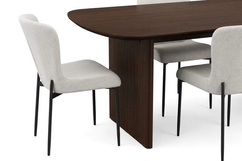 Alma spisegruppe rektangulær 180 cm røget eg med 6 Elsie spisebordsstole, Røget eg
