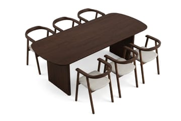 Alma spisegruppe rektangulær 180 cm røget eg med 6 Jolie spisebordsstole - Røget eg - Møbler - Borde - Spisebordssæt