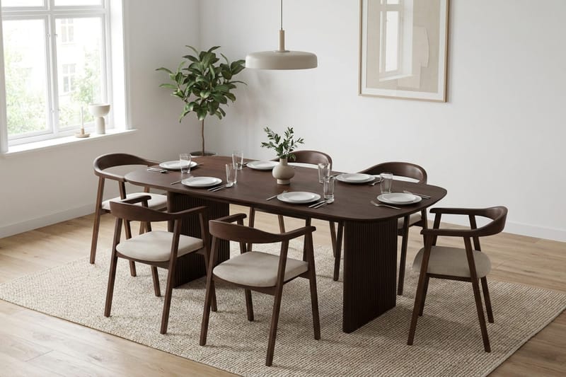 Alma spisegruppe rektangulær 180 cm røget eg med 6 Jolie spisebordsstole - Røget eg - Møbler - Borde - Spisebordssæt