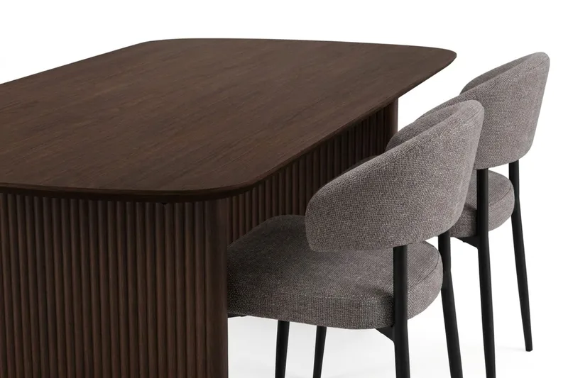 Alma spisegruppe rektangulær 180 cm Røget Eg med 6 Sawako-spisestole - Røget eg - Møbler - Borde - Spisebordssæt