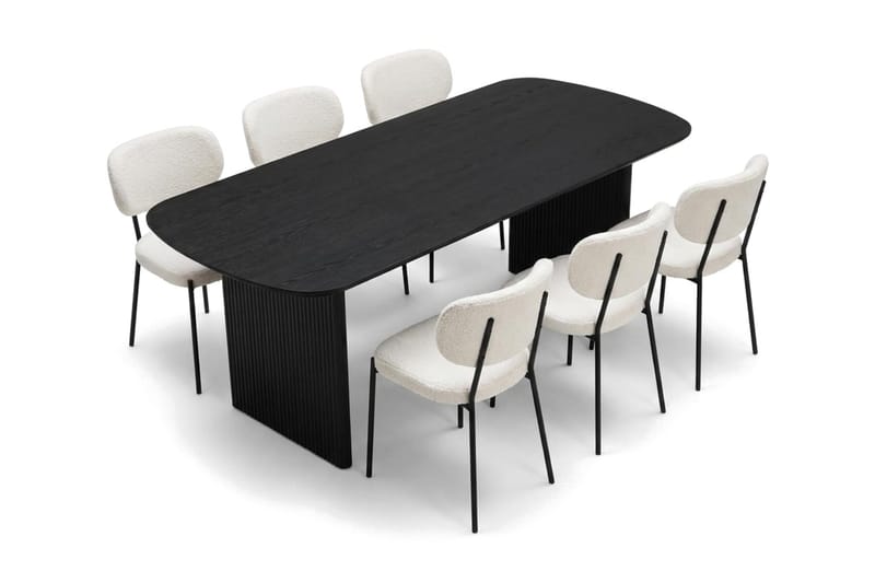 Alma spisegruppe rektangulær 180 cm sort med 6 Gemmiano spisebordsstole - Sortbejdset eg - Møbler - Borde - Spisebordssæt