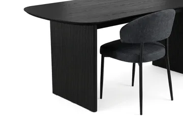 Alma spisegruppe rektangulær 180 cm Sort med 6 Sawako-spisestole - Sortbejdset eg - Møbler - Borde - Spisebordssæt