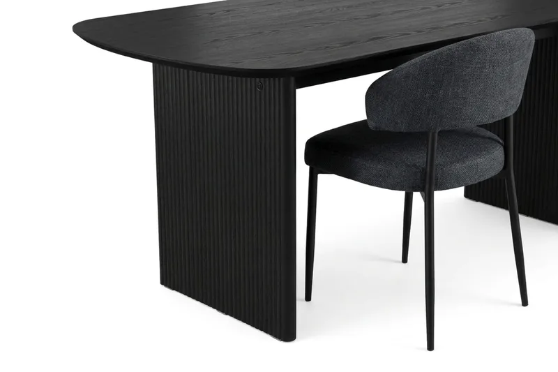 Alma spisegruppe rektangulær 180 cm Sort med 6 Sawako-spisestole - Sortbejdset eg - Møbler - Borde - Spisebordssæt