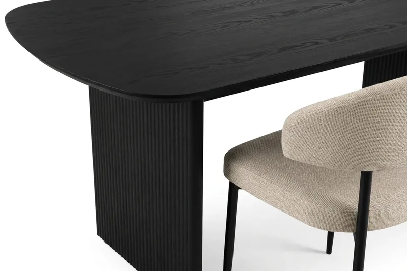 Alma spisegruppe rektangulær 180 cm Sort med 6 Sawako-spisestole - Sortbejdset eg - Møbler - Borde - Spisebordssæt