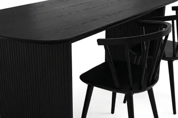 Alma spisegruppe rektangulær 180 cm sort med 6 Tyrö spisebordsstole - Sortbejdset eg - Møbler - Borde - Spisebordssæt