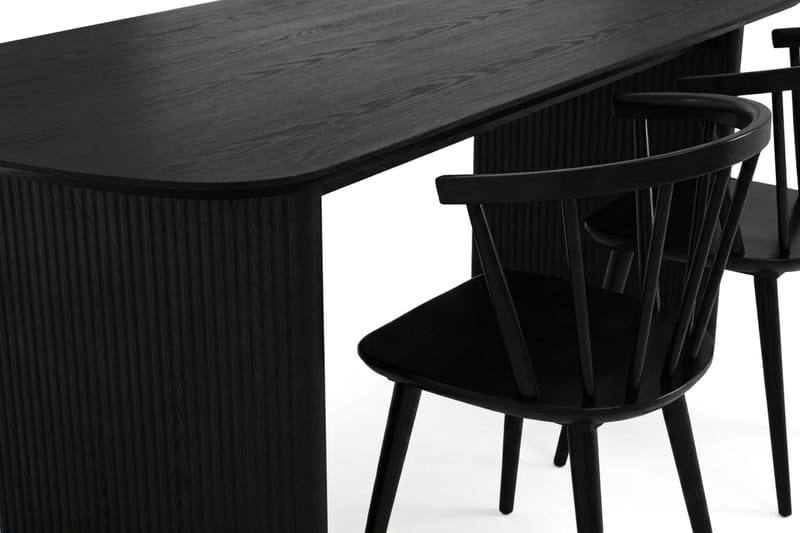 Alma spisegruppe rektangulær 180 cm sort med 6 Tyrö spisebordsstole - Sortbejdset eg - Møbler - Borde - Spisebordssæt