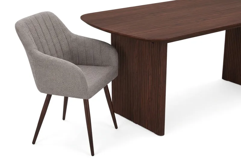 Alma spisegruppe rektangulær 180 cm valnød med 6 Filippa-spisestole - Valnød - Møbler - Borde - Spisebordssæt