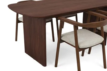 Alma spisegruppe rektangulær 180 cm valnød med 6 Jolie spisebordsstole - Møbler - Borde - Spisebordssæt