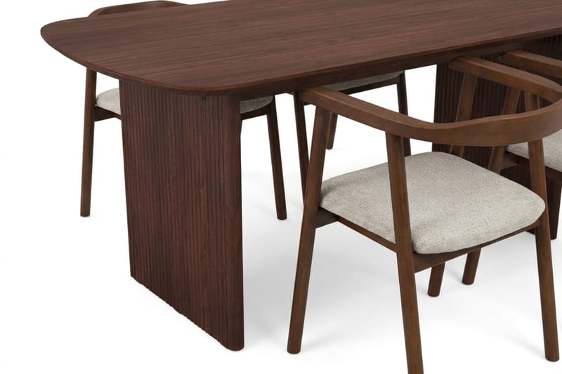Alma spisegruppe rektangulær 180 cm valnød med 6 Jolie spisebordsstole - Møbler - Borde - Spisebordssæt