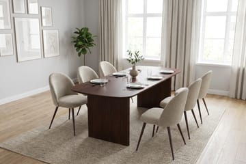 Alma spisegruppe rektangulær 180 cm valnød med 6 Nibe Plus spisestole - Valnød - Møbler - Borde - Spisebordssæt