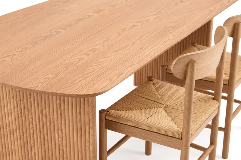 Alma spisegruppe rektangulær 220 cm eg med 6 Malte spisestole - Eg - Møbler - Borde - Spisebordssæt