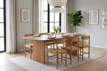 Alma spisegruppe rektangulær 220 cm eg med 6 Malte spisestole - Eg - Møbler - Borde - Spisebordssæt