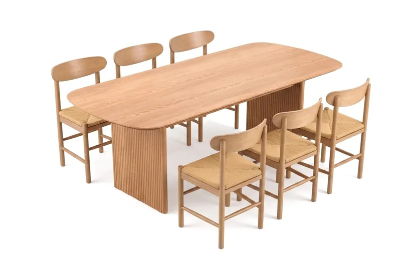 Alma spisegruppe rektangulær 220 cm eg med 6 Malte spisestole - Eg - Møbler - Borde - Spisebordssæt