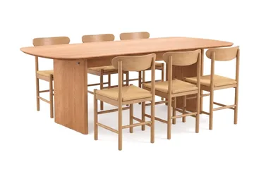 Alma spisegruppe rektangulær 220 cm eg med 6 Malte spisestole - Eg - Møbler - Borde - Spisebordssæt