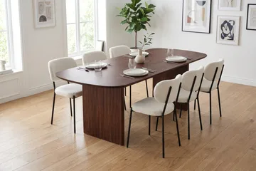 Alma spisegruppe rektangulær 220 cm med 6 Gemmiano spisebordsstole - Valnød - Møbler - Borde - Spisebordssæt
