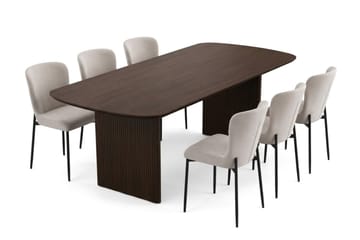 Alma spisegruppe rektangulær 220 cm Røget Eg med 6 Elsie spisestole - Røget eg - Møbler - Borde - Spisebordssæt