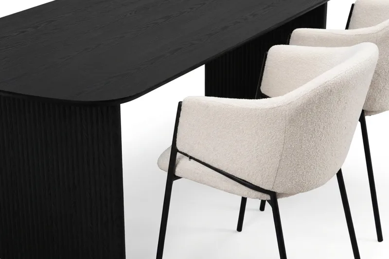 Alma spisegruppe rektangulær 220 cm Sort med 6 Filip-spisestole - Sortbejdset eg - Møbler - Borde - Spisebordssæt