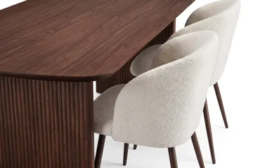 Alma spisegruppe rektangulær 220 cm valnød med 6 Greya spisestole - Valnød - Møbler - Borde - Spisebordssæt